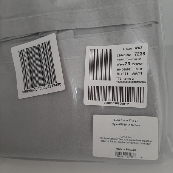 Matouk Thea 100% Linen King Duvet Cover and 2 Euro Shams Pool Gray - Picture 11 of 13